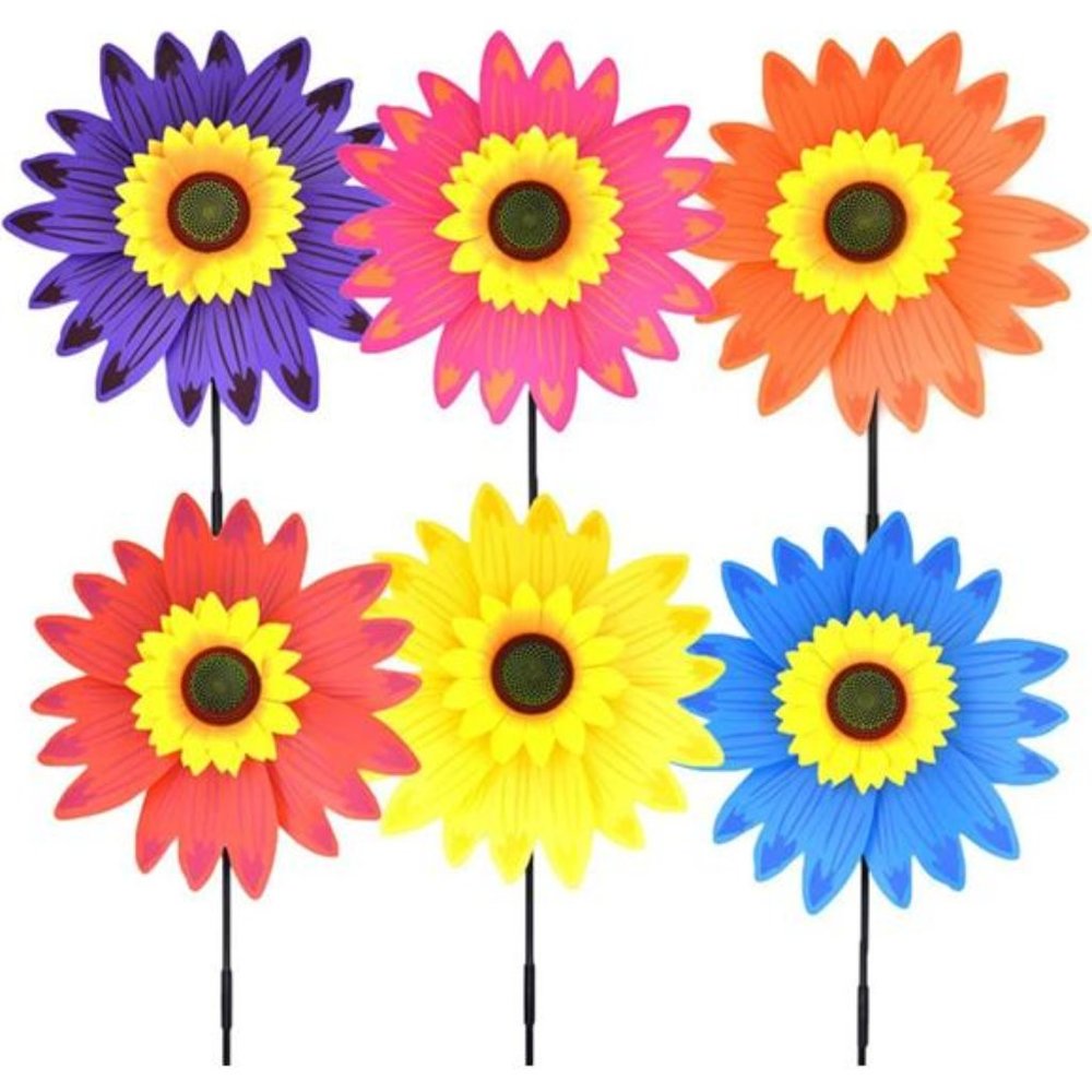 Sunflower Pinwheels Wind Spinners Garden Party Pinwheel Wind Spinner (6 PCS)）
